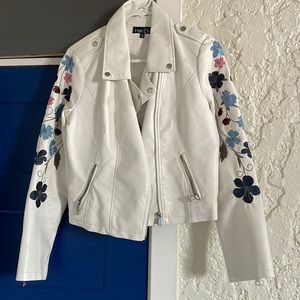 Women’s embroidered faux leather jacket